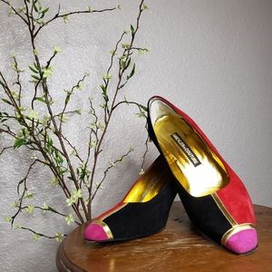 80's Vintage Anne Klein Couture Suede Kitten Heels